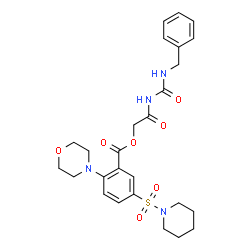 ChemSpider 2D Image | 2-[(Benzylcarbamoyl)amino]-2-oxoethyl 2-(4-morpholinyl)-5-(1-piperidinylsulfonyl)benzoate | C26H32N4O7S