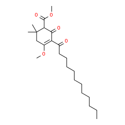 ChemSpider 2D Image | Methyl 3-dodecanoyl-4-methoxy-6,6-dimethyl-2-oxo-3-cyclohexene-1-carboxylate | C23H38O5