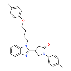 ChemSpider 2D Image | 4-{1-[4-(4-Methylphenoxy)butyl]-1H-benzimidazol-2-yl}-1-(4-methylphenyl)-2-pyrrolidinone | C29H31N3O2
