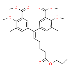 ChemSpider 2D Image | Propyl 6,6-bis[3-methyl-4-methoxy-5-(methoxycarbonyl)phenyl]hex-5-enoate | C29H36O8