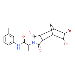 ChemSpider 2D Image | 2-(8,9-Dibromo-3,5-dioxo-4-azatricyclo[5.2.1.0~2,6~]dec-4-yl)-N-(3-methylphenyl)propanamide | C19H20Br2N2O3