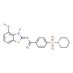 ChemSpider 2D Image | N-[(2Z)-4-Methoxy-3-methyl-1,3-benzothiazol-2(3H)-ylidene]-4-(1-piperidinylsulfonyl)benzamide | C21H23N3O4S2