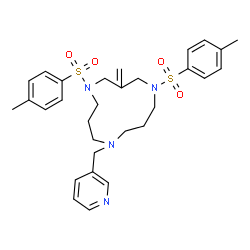 ChemSpider 2D Image | 3-Methylene-1,5-bis[(4-methylphenyl)sulfonyl]-9-(3-pyridinylmethyl)-1,5,9-triazacyclododecane | C30H38N4O4S2