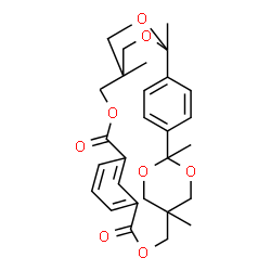 ChemSpider 2D Image | 1,6,9,21-Tetramethyl-7,11,19,23,24,28-hexaoxapentacyclo[19.2.2.2~2,5~.2~6,9~.1~13,17~]triaconta-2,4,13(26),14,16,29-hexaene-12,18-dione | C28H32O8