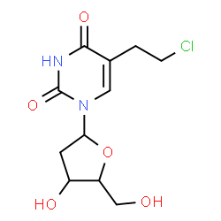 ChemSpider 2D Image | 5-(2-Chloroethyl)-1-(2-deoxypentofuranosyl)-2,4(1H,3H)-pyrimidinedione | C11H15ClN2O5