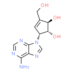 ChemSpider 2D Image | (1R,2R,5R)-5-(6-Amino-9H-purin-9-yl)-3-(hydroxymethyl)-3-cyclopentene-1,2-diol | C11H13N5O3