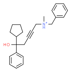 ChemSpider 2D Image | N-Benzyl-5-cyclopentyl-5-hydroxy-N-methyl-5-phenyl-2-pentyn-1-aminium | C24H30NO