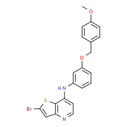 ChemSpider 2D Image | 2-Bromo-N-{3-[(4-methoxybenzyl)oxy]phenyl}thieno[3,2-b]pyridin-7-amine | C21H17BrN2O2S