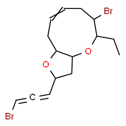 ChemSpider 2D Image | 6-Bromo-2-(3-bromopropadienyl)-5-ethyl-2,3,3a,5,6,7,10,10a-octahydrofuro[3,2-b]oxonine | C15H20Br2O2