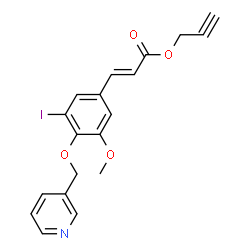 ChemSpider 2D Image | 2-Propyn-1-yl (2E)-3-[3-iodo-5-methoxy-4-(3-pyridinylmethoxy)phenyl]acrylate | C19H16INO4