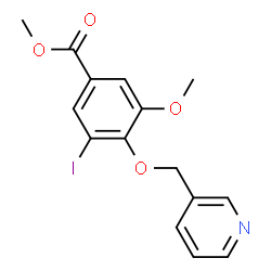 ChemSpider 2D Image | Methyl 3-iodo-5-methoxy-4-(3-pyridinylmethoxy)benzoate | C15H14INO4