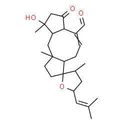 ChemSpider 2D Image | 3-Hydroxy-5-oxo-14,18-epoxyophiobola-7,19-dien-25-al | C25H36O4