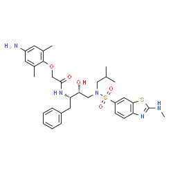 ChemSpider 2D Image | 2-(4-Amino-2,6-dimethylphenoxy)-N-[(2S,3R)-3-hydroxy-4-(isobutyl{[2-(methylamino)-1,3-benzothiazol-6-yl]sulfonyl}amino)-1-phenyl-2-butanyl]acetamide | C32H41N5O5S2