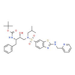 ChemSpider 2D Image | tert-butyl N-[(1S,2R)-1-benzyl-2-hydroxy-3-[isobutyl-[[2-(2-pyridylmethylamino)-1,3-benzothiazol-6-yl]sulfonyl]amino]propyl]carbamate | C32H41N5O5S2