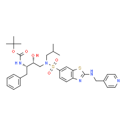ChemSpider 2D Image | tert-butyl N-[(1S,2R)-1-benzyl-2-hydroxy-3-[isobutyl-[[2-(4-pyridylmethylamino)-1,3-benzothiazol-6-yl]sulfonyl]amino]propyl]carbamate | C32H41N5O5S2