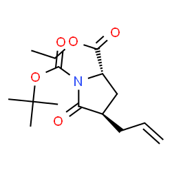ChemSpider 2D Image | 2-Ethyl 1-(2-methyl-2-propanyl) (2S,4R)-4-allyl-5-oxo-1,2-pyrrolidinedicarboxylate | C15H23NO5