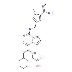 ChemSpider 2D Image | N-[(2R)-1-(2-{[(5-Carbamimidoyl-1-methyl-1H-pyrrol-3-yl)methyl]carbamoyl}-1H-pyrrol-1-yl)-3-cyclohexyl-1-oxo-2-propanyl]glycine | C23H32N6O4