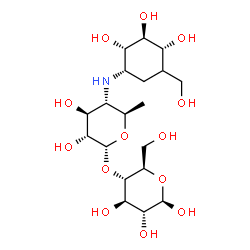 ChemSpider 2D Image | 4-O-(4,6-Dideoxy-4-{[(1S,2S,3S,4R)-2,3,4-trihydroxy-5-(hydroxymethyl)cyclohexyl]amino}-alpha-D-glucopyranosyl)-beta-D-glucopyranose | C19H35NO13