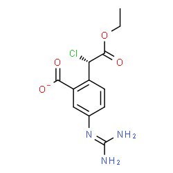 ChemSpider 2D Image | 2-[(1S)-1-Chloro-2-ethoxy-2-oxoethyl]-5-[(diaminomethylene)amino]benzoate | C12H13ClN3O4