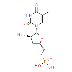 ChemSpider 2D Image | 2'-Amino-3'-deoxythymidine 5'-(dihydrogen phosphate) | C10H16N3O7P