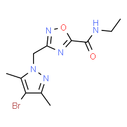 ChemSpider 2D Image | 3-[(4-Bromo-3,5-dimethyl-1H-pyrazol-1-yl)methyl]-N-ethyl-1,2,4-oxadiazole-5-carboxamide | C11H14BrN5O2