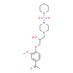 ChemSpider 2D Image | 1-(4-{2-Hydroxy-3-[4-(1-piperidinylsulfonyl)-1-piperazinyl]propoxy}-3-methoxyphenyl)ethanone | C21H33N3O6S