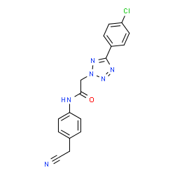 ChemSpider 2D Image | 2-[5-(4-Chlorophenyl)-2H-tetrazol-2-yl]-N-[4-(cyanomethyl)phenyl]acetamide | C17H13ClN6O