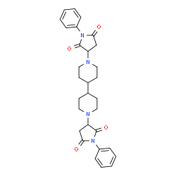 ChemSpider 2D Image | 3,3'-(4,4'-Bipiperidine-1,1'-diyl)bis(1-phenyl-2,5-pyrrolidinedione) | C30H34N4O4