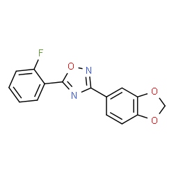 ChemSpider 2D Image | 3-(1,3-Benzodioxol-5-yl)-5-(2-fluorophenyl)-1,2,4-oxadiazole | C15H9FN2O3