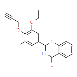 ChemSpider 2D Image | 2-[3-Ethoxy-5-iodo-4-(2-propyn-1-yloxy)phenyl]-2,3-dihydro-4H-1,3-benzoxazin-4-one | C19H16INO4