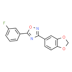 ChemSpider 2D Image | 3-(1,3-Benzodioxol-5-yl)-5-(3-fluorophenyl)-1,2,4-oxadiazole | C15H9FN2O3