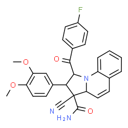 ChemSpider 2D Image | 3-Cyano-2-(3,4-dimethoxyphenyl)-1-(4-fluorobenzoyl)-1,2,3,3a-tetrahydropyrrolo[1,2-a]quinoline-3-carboxamide | C29H24FN3O4