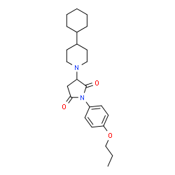 ChemSpider 2D Image | 3-(4-Cyclohexyl-1-piperidinyl)-1-(4-propoxyphenyl)-2,5-pyrrolidinedione | C24H34N2O3