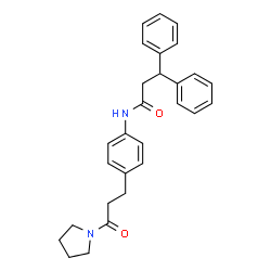 ChemSpider 2D Image | N-{4-[3-Oxo-3-(1-pyrrolidinyl)propyl]phenyl}-3,3-diphenylpropanamide | C28H30N2O2