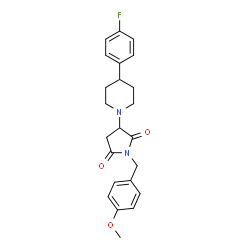 ChemSpider 2D Image | 3-[4-(4-Fluorophenyl)-1-piperidinyl]-1-(4-methoxybenzyl)-2,5-pyrrolidinedione | C23H25FN2O3
