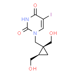 ChemSpider 2D Image | 1-{[(1S,2R)-1,2-Bis(hydroxymethyl)cyclopropyl]methyl}-5-iodo-2,4(1H,3H)-pyrimidinedione | C10H13IN2O4