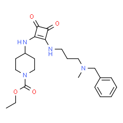 ChemSpider 2D Image | Ethyl 4-{[2-({3-[benzyl(methyl)amino]propyl}amino)-3,4-dioxo-1-cyclobuten-1-yl]amino}-1-piperidinecarboxylate | C23H32N4O4