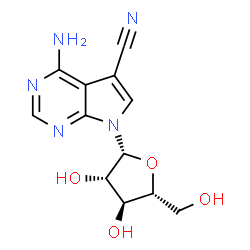 ChemSpider 2D Image | 4-Amino-7-(beta-D-arabinofuranosyl)-7H-pyrrolo[2,3-d]pyrimidine-5-carbonitrile | C12H13N5O4