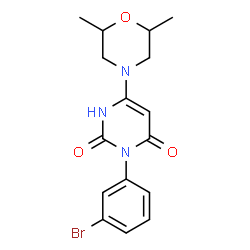 ChemSpider 2D Image | 3-(3-Bromophenyl)-6-(2,6-dimethyl-4-morpholinyl)-2,4(1H,3H)-pyrimidinedione | C16H18BrN3O3