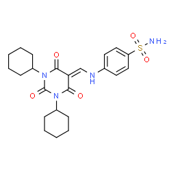 ChemSpider 2D Image | 4-{[(1,3-Dicyclohexyl-2,4,6-trioxotetrahydro-5(2H)-pyrimidinylidene)methyl]amino}benzenesulfonamide | C23H30N4O5S