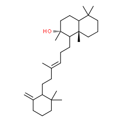 ChemSpider 2D Image | (2R,8aS)-1-[(3E)-6-(2,2-Dimethyl-6-methylenecyclohexyl)-4-methyl-3-hexen-1-yl]-2,5,5,8a-tetramethyldecahydro-2-naphthalenol | C30H52O