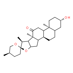 ChemSpider 2D Image | (3beta,9xi,14xi,16xi,17xi,25R)-3-Hydroxyspirostan-12-one | C27H42O4
