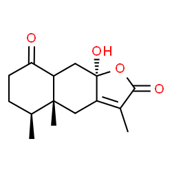 ChemSpider 2D Image | (4aR,5S,9aR)-9a-Hydroxy-3,4a,5-trimethyl-4a,6,7,8a,9,9a-hexahydronaphtho[2,3-b]furan-2,8(4H,5H)-dione | C15H20O4