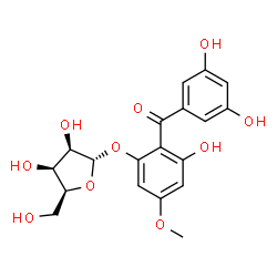 ChemSpider 2D Image | 2-(3,5-Dihydroxybenzoyl)-3-hydroxy-5-methoxyphenyl alpha-L-lyxofuranoside | C19H20O10