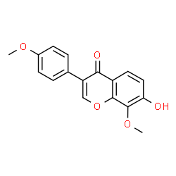 ChemSpider 2D Image | 7-Hydroxy-8-methoxy-3-(4-methoxyphenyl)-4H-chromen-4-one | C17H14O5
