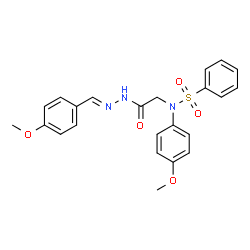 ChemSpider 2D Image | N-{2-[(2E)-2-(4-Methoxybenzylidene)hydrazino]-2-oxoethyl}-N-(4-methoxyphenyl)benzenesulfonamide | C23H23N3O5S
