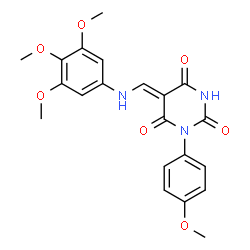 ChemSpider 2D Image | (5Z)-1-(4-Methoxyphenyl)-5-{[(3,4,5-trimethoxyphenyl)amino]methylene}-2,4,6(1H,3H,5H)-pyrimidinetrione | C21H21N3O7