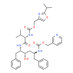 ChemSpider 2D Image | (2-Isopropyl-1,3-oxazol-4-yl)methyl [(2S)-1-{[(2S,3S,5S)-3-hydroxy-1,6-diphenyl-5-{[(3-pyridinylmethoxy)carbonyl]amino}-2-hexanyl]amino}-3-methyl-1-oxo-2-butanyl]carbamate | C38H47N5O7