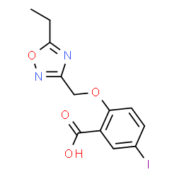 ChemSpider 2D Image | 2-[(5-Ethyl-1,2,4-oxadiazol-3-yl)methoxy]-5-iodobenzoic acid | C12H11IN2O4