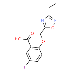 ChemSpider 2D Image | 2-[(3-Ethyl-1,2,4-oxadiazol-5-yl)methoxy]-5-iodobenzoic acid | C12H11IN2O4